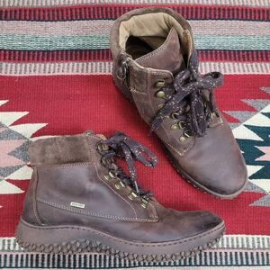 Sofft Waterproof Amoret Lace Up Ankle Boot Sz‎ 9 Brown Leather Suede Aqua Soft